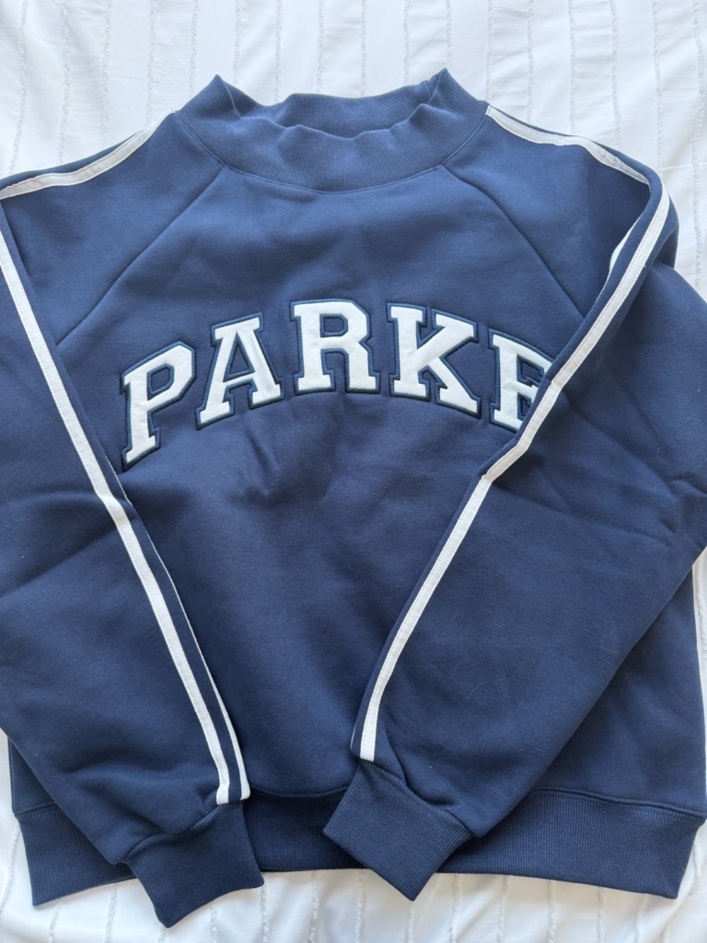 NWT!! PARKE Sport Stripe Mockneck Sweater - Navy - Picture 7 of 7